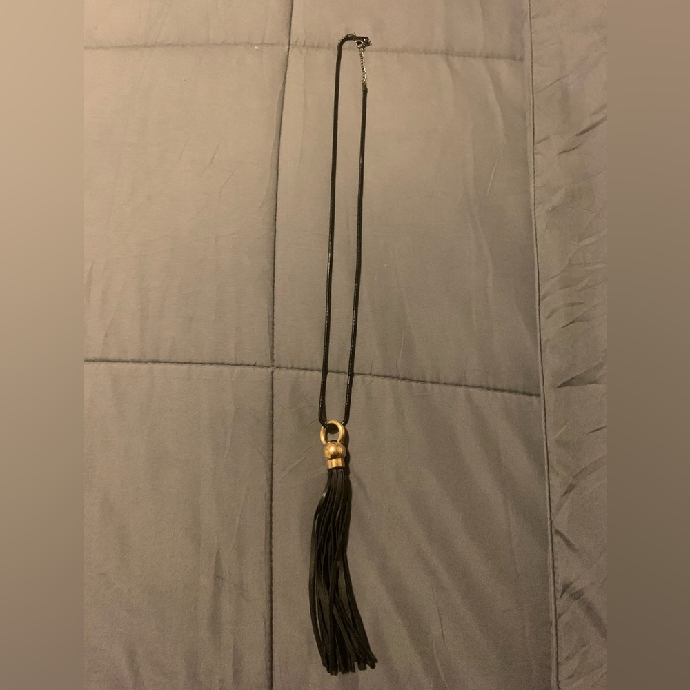 Lane Bryant Black Chain & Tassel Long Necklace - Picture 1 of 3